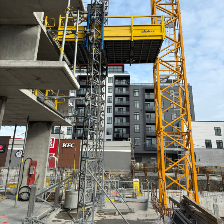 Close-up of construction of SOQU Residence in Halifax NS